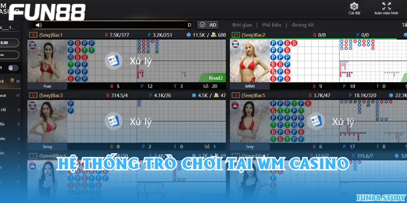 Hệ thống trò chơi tại WM Casino